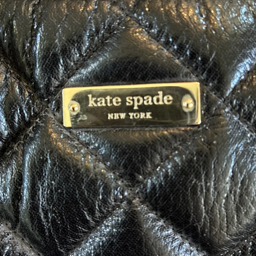 KATE SPADE NEW YORK GOLD COAST MARYANNE BLACK QUILTED LEATHER HANDBAG TOTE PURSE